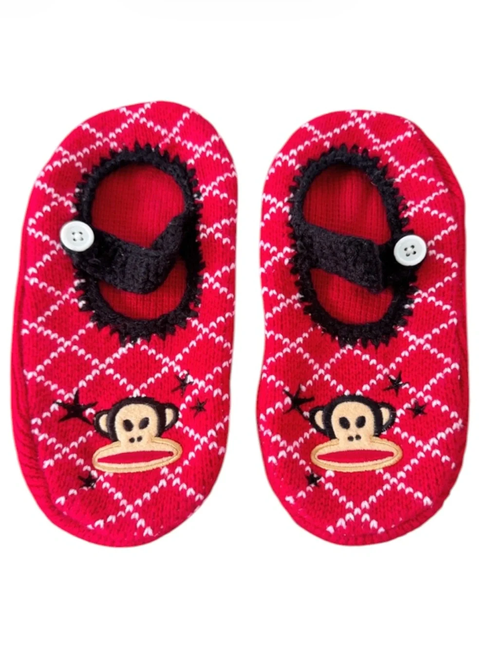 Vintage Y2K Paul Frank red embroidered logo knit Maryjane slipper socks small
